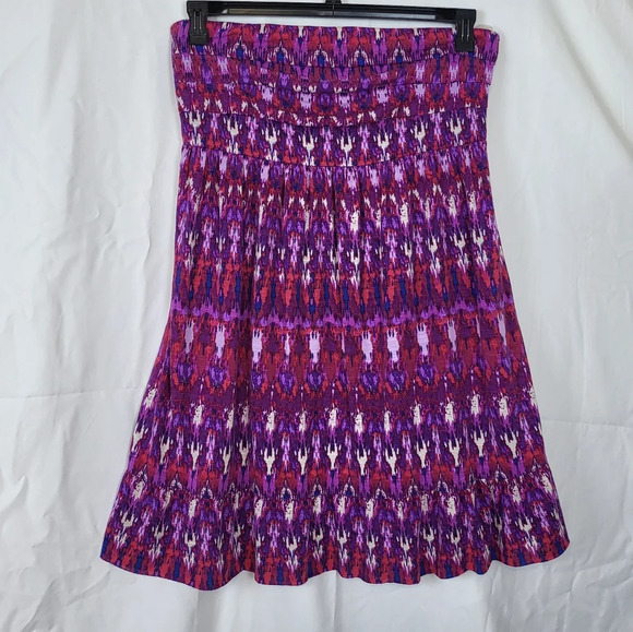 Nicole Miller New York Purple Ikat Print Smocked‎ Top Mini Dress Size XXL - Picture 1 of 6